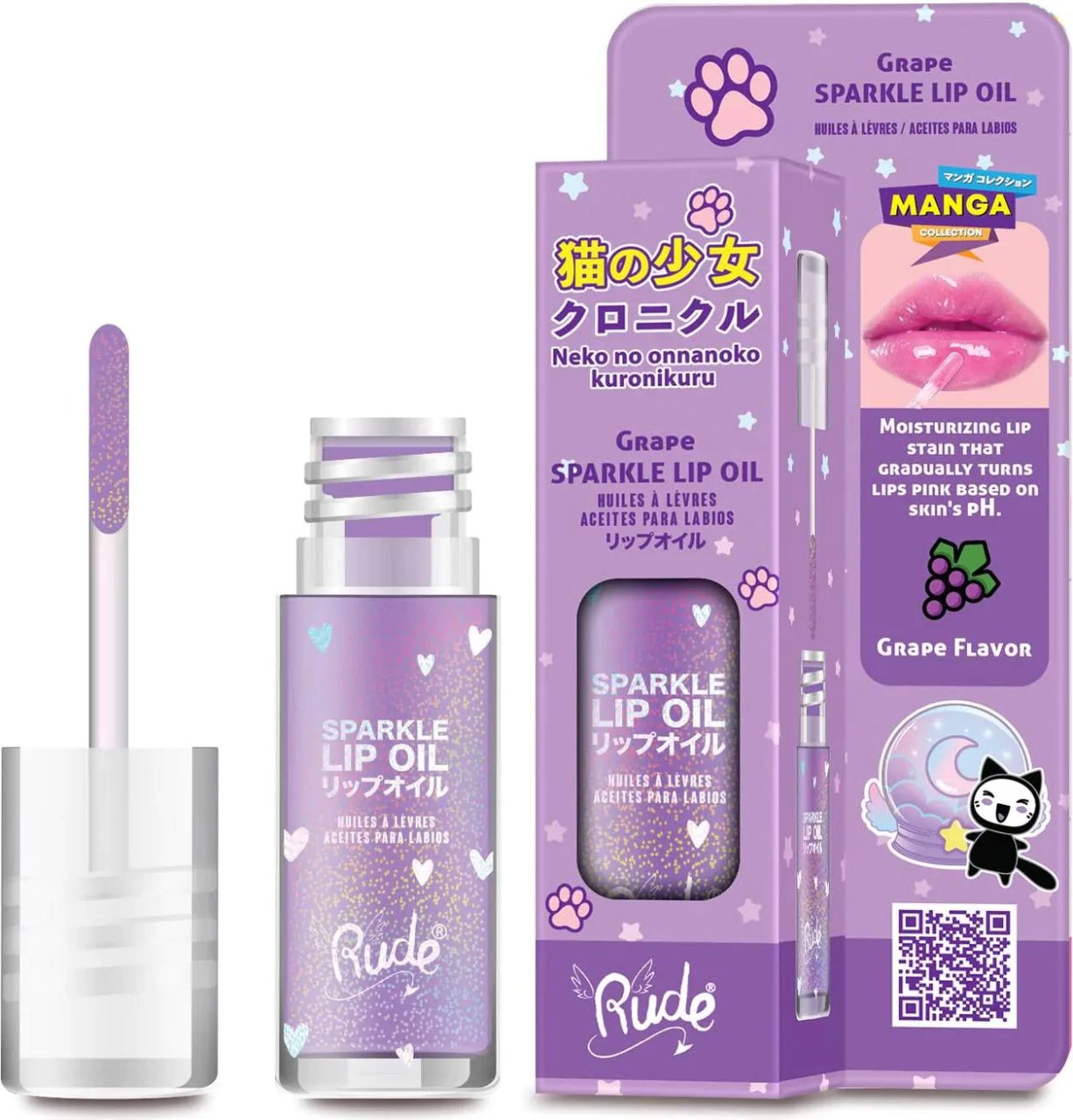Rude - Manga Collection Sparkle Lip Oil Grape