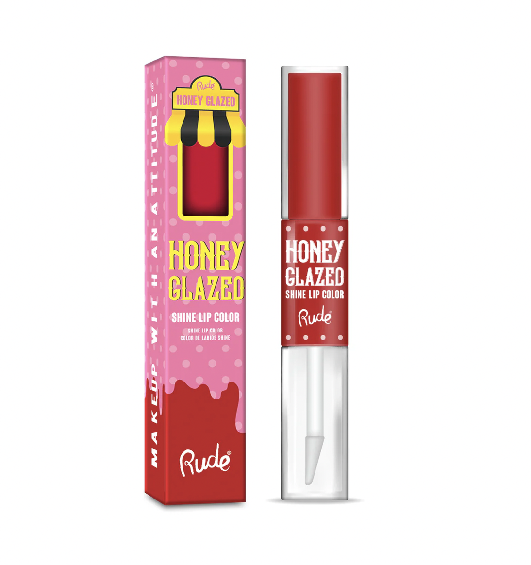 Rude - Honey Glazed Shine Lip Color Display 64 Unidades