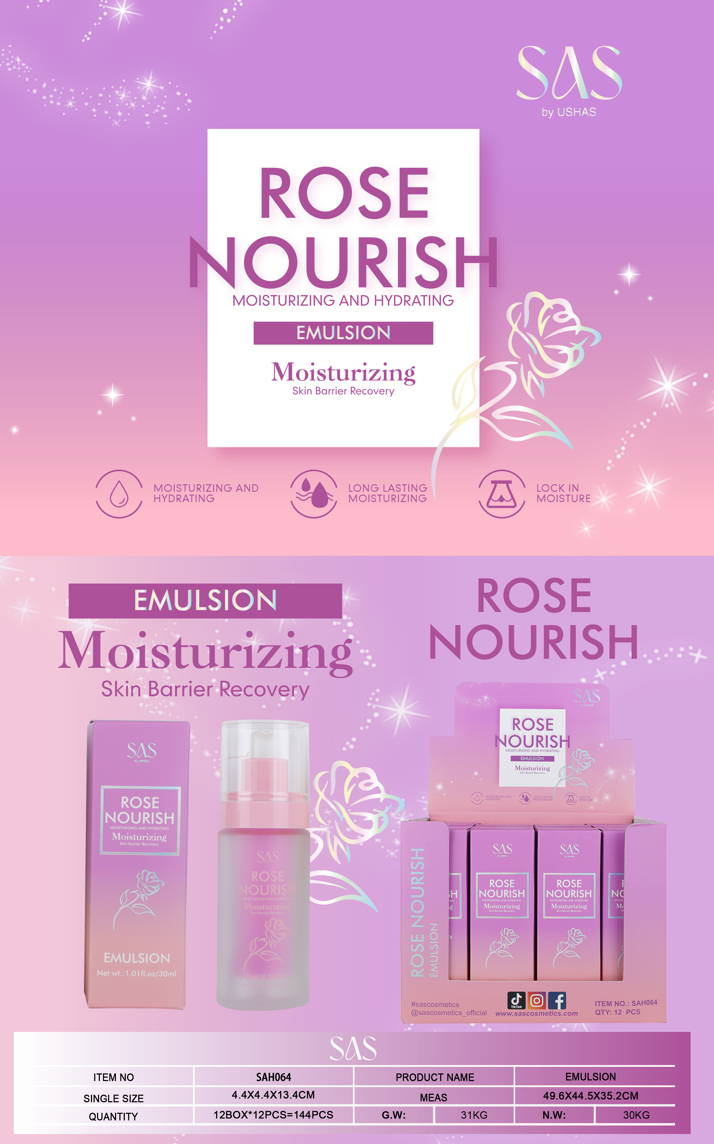 Sas - Emulsion de Rosa 12 Unidades SAH064