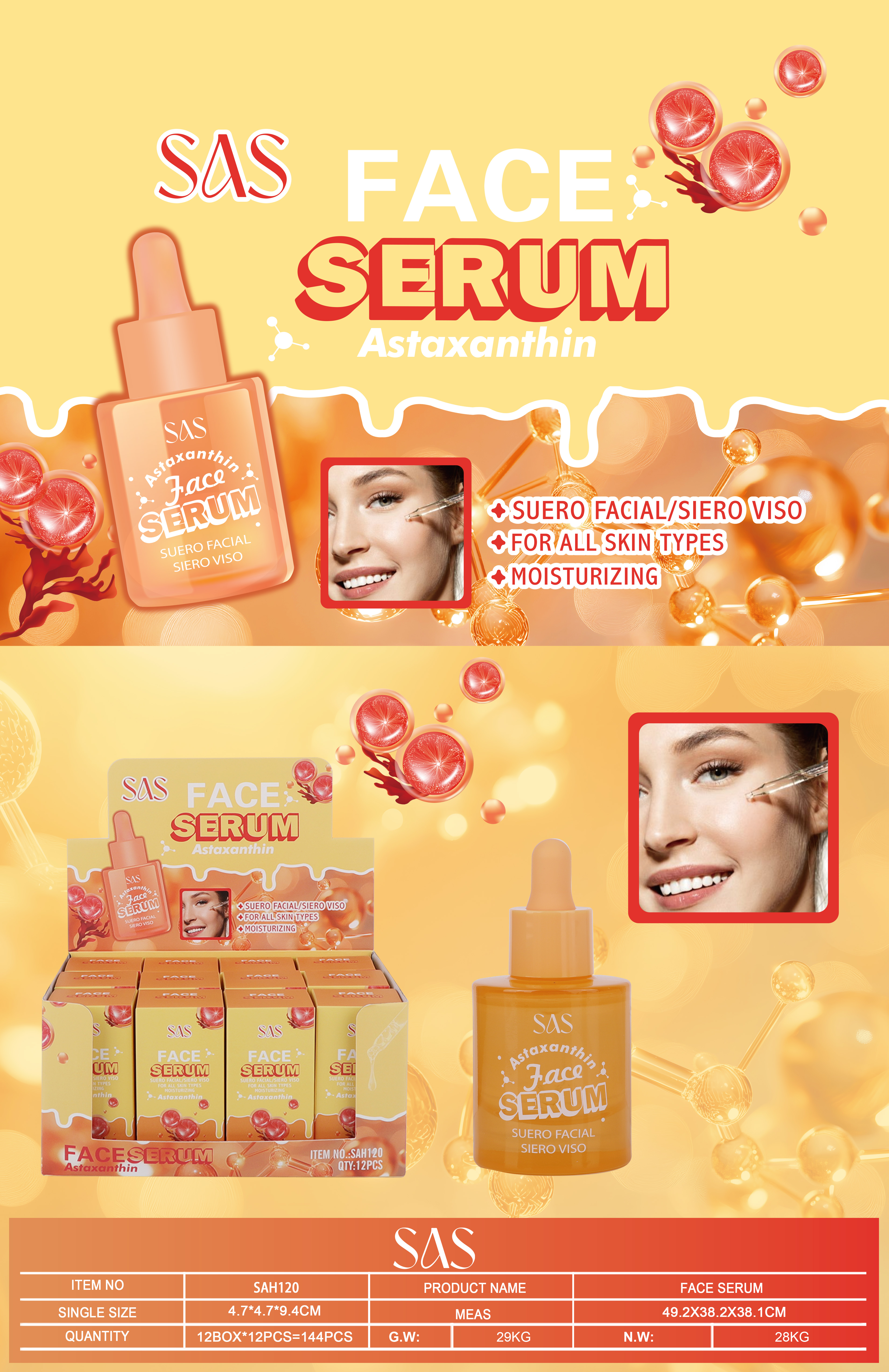 Sas - Serum Facial de Astaxantina 12 Unidades SAH120