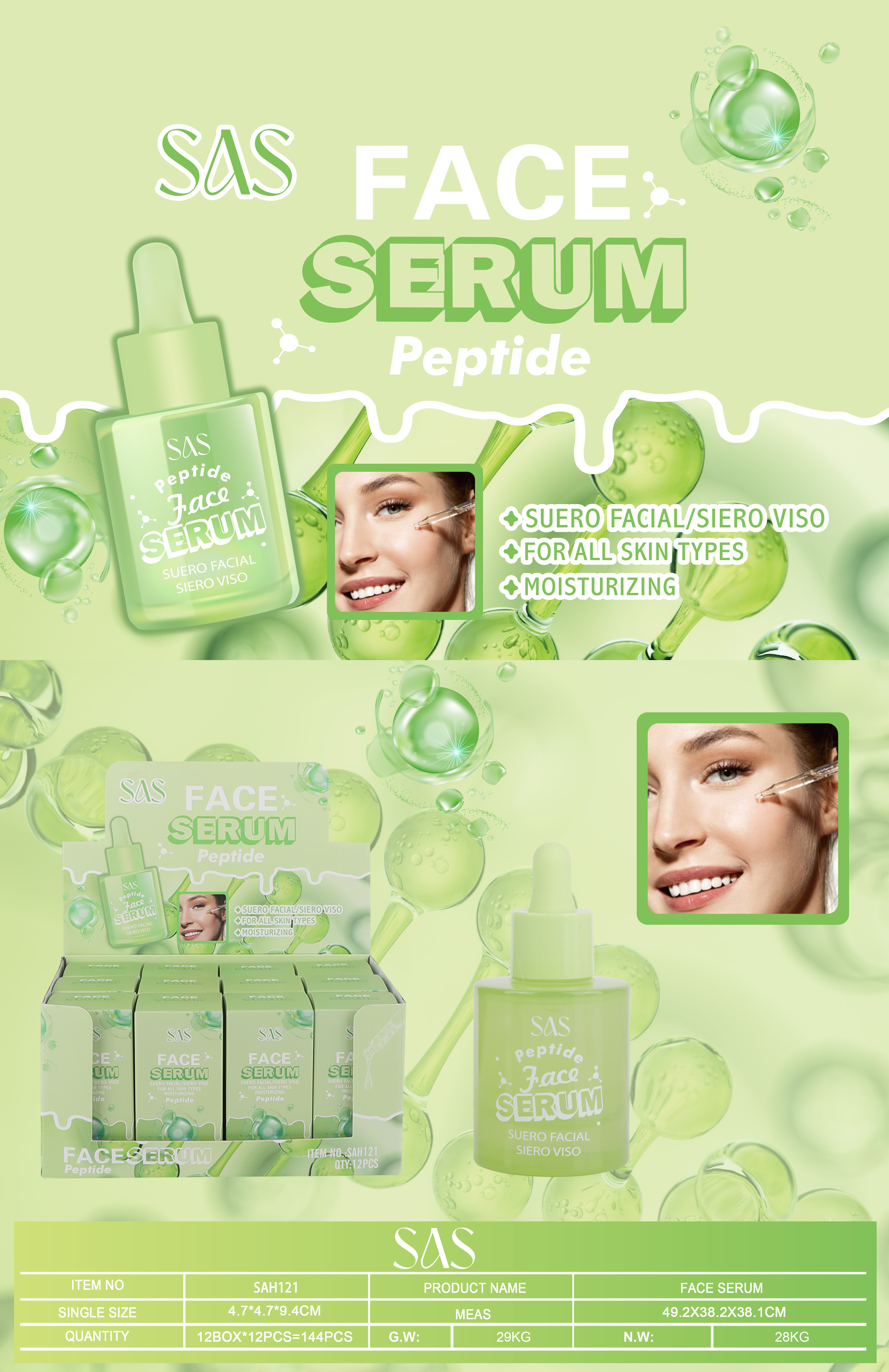 Sas - Serum Facial de Peptidos 12 Unidades SAH121