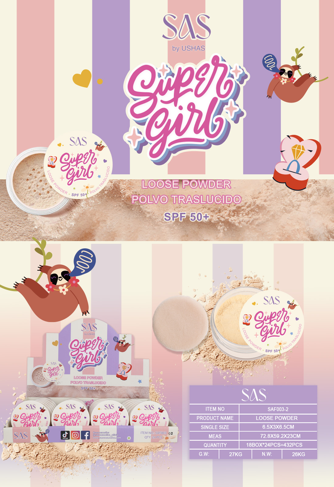 Sas - Polvo Translucido Super Girl 24 Unidades SAF003-2