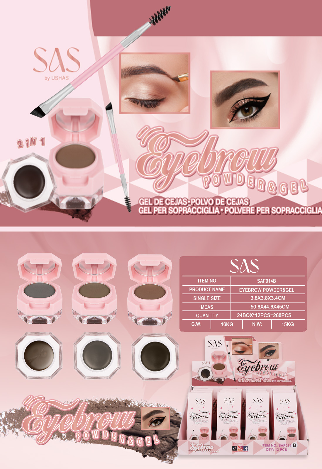 Sas - Gel de Cejas 12 Unidades SAF014B