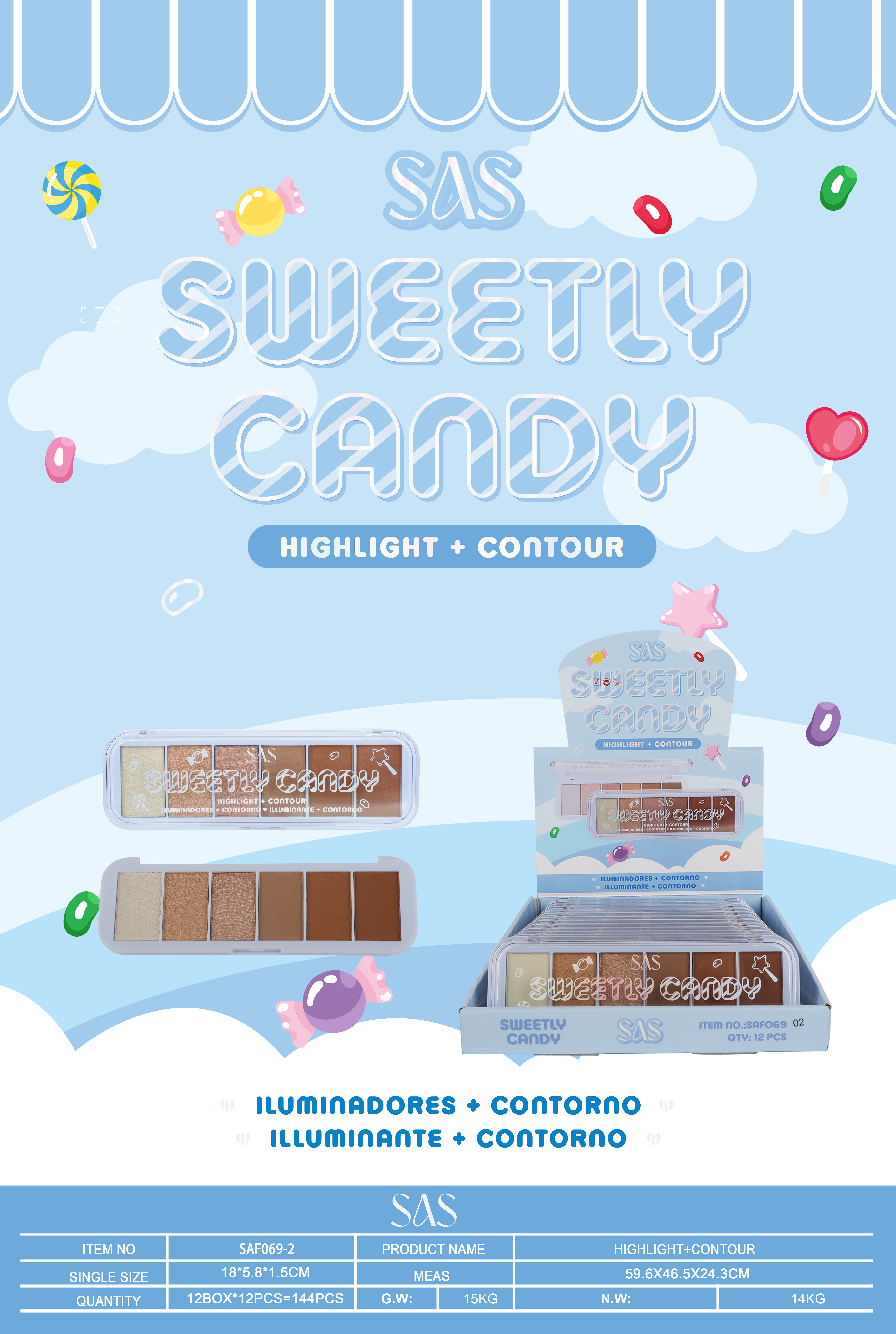 Sas - Contorno &amp; Iluminador Sweet Candy 12 Unidades SAF069-2