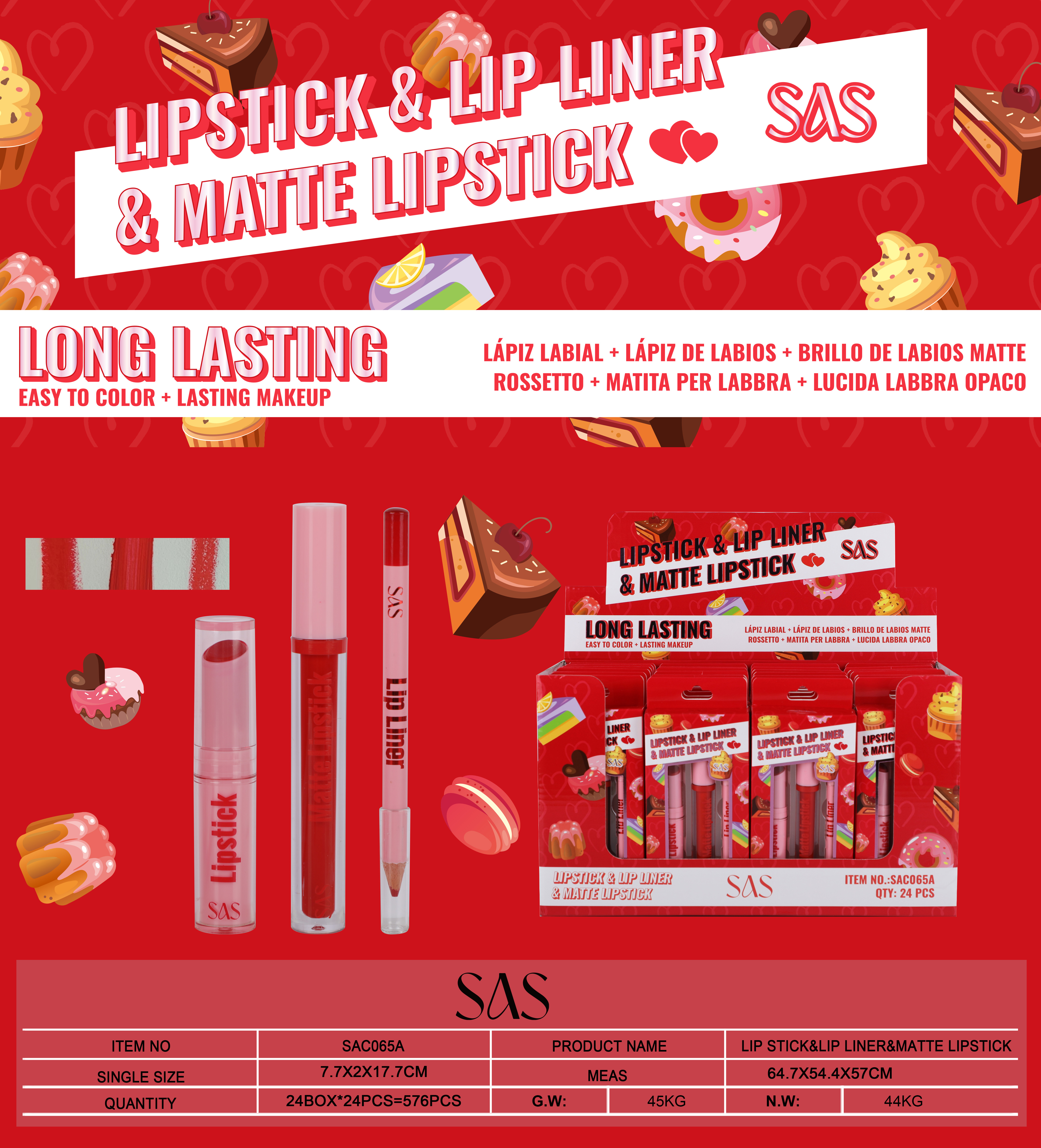Sas - Set Para Labios 24 Unidades SAC065A