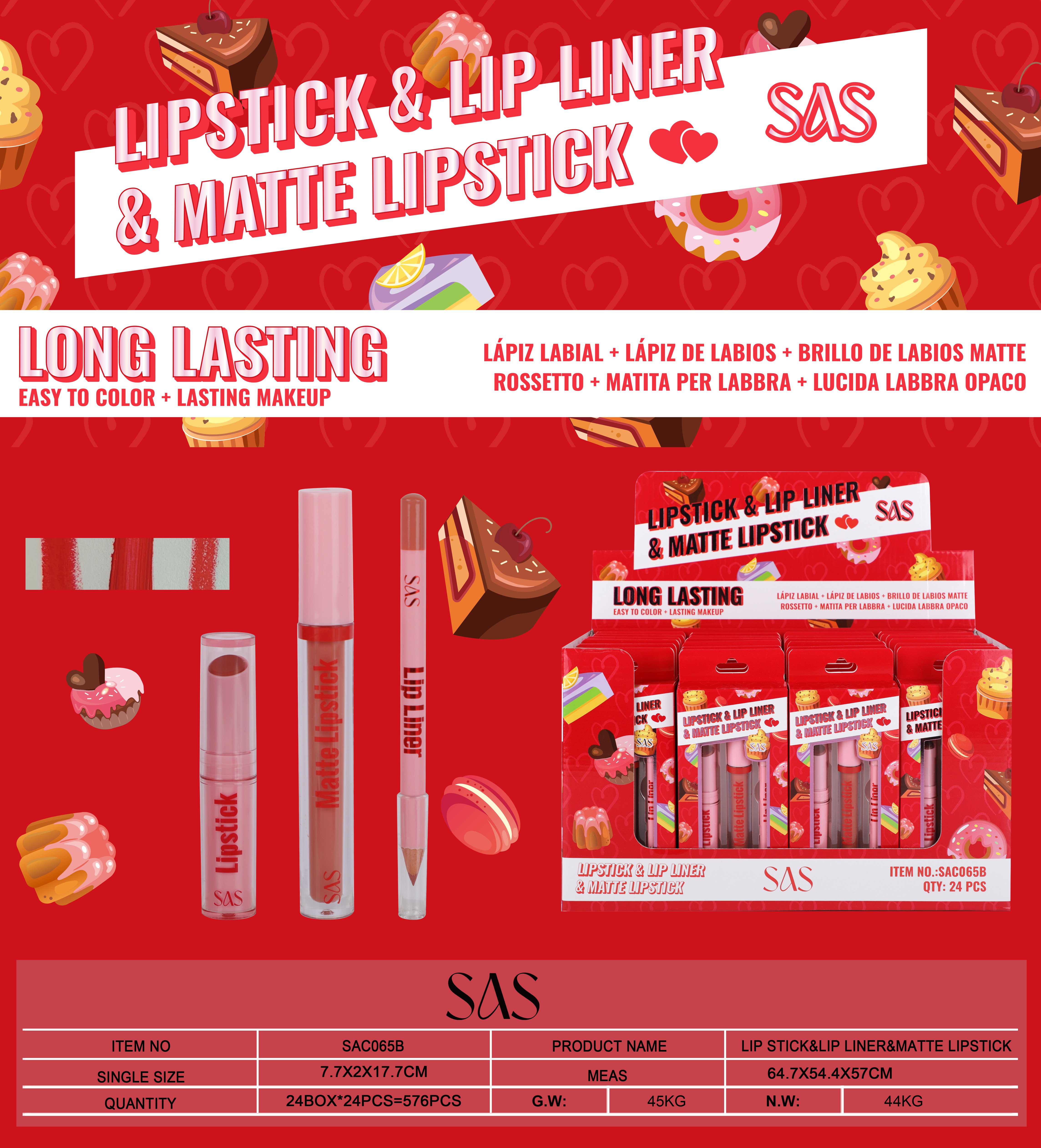 Sas - Set Para Labios 24 Unidades SAC065B