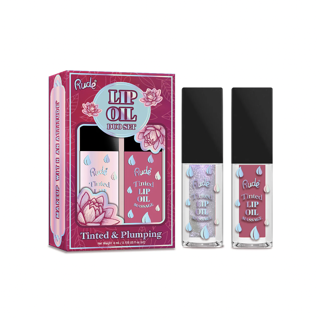 Rude - Lip Oil Massage Tinted &amp; Plumping Lip Oil Duo Set