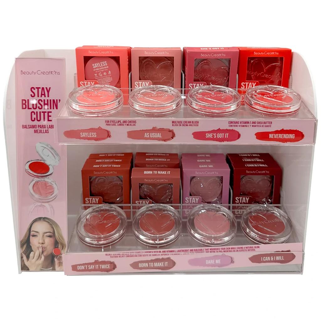 Beauty Creations - BCSBCAD-PTD Bálsamo Labios y Mejillas Stay Blushin Cute Display 48 Unidades