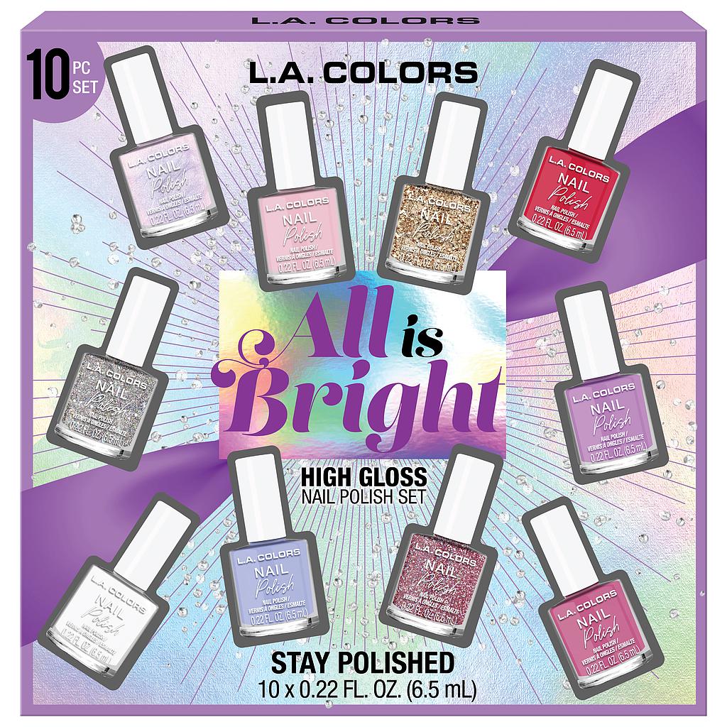 LA COLORS -C43368  Set De Esmalte All Is Brigt Set 10 Unidades (DISPLAY 4 Pzs)