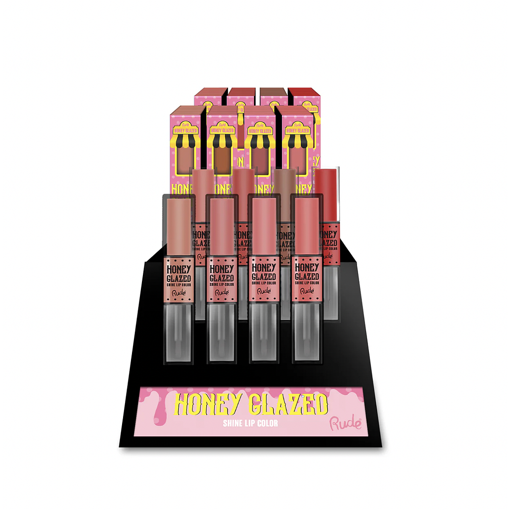 Rude - Honey Glazed Shine Lip Color Display 64 Unidades