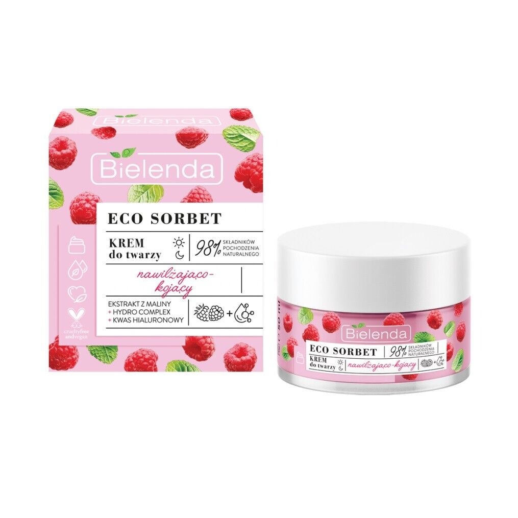 BIELENDA - ECO SORBET Crema Facial Hidratante y Calmante Frambuesa 50 ml