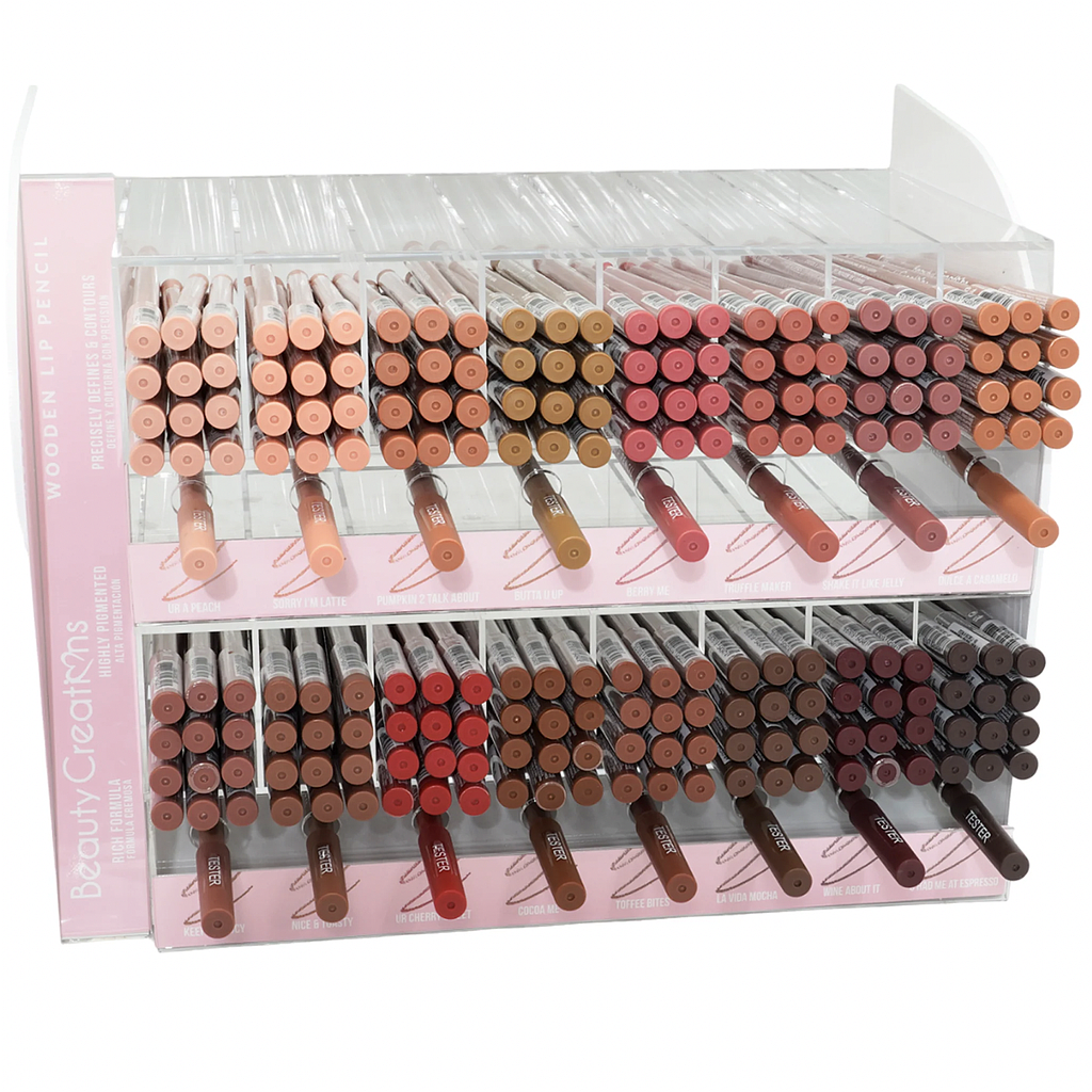 Beauty Creations - Delineador de Labios de Madera WONDEN Display 144 Unidades BCWLLD PTD (NO INCLUYE BCWLL 6, #11, #9, #13)
