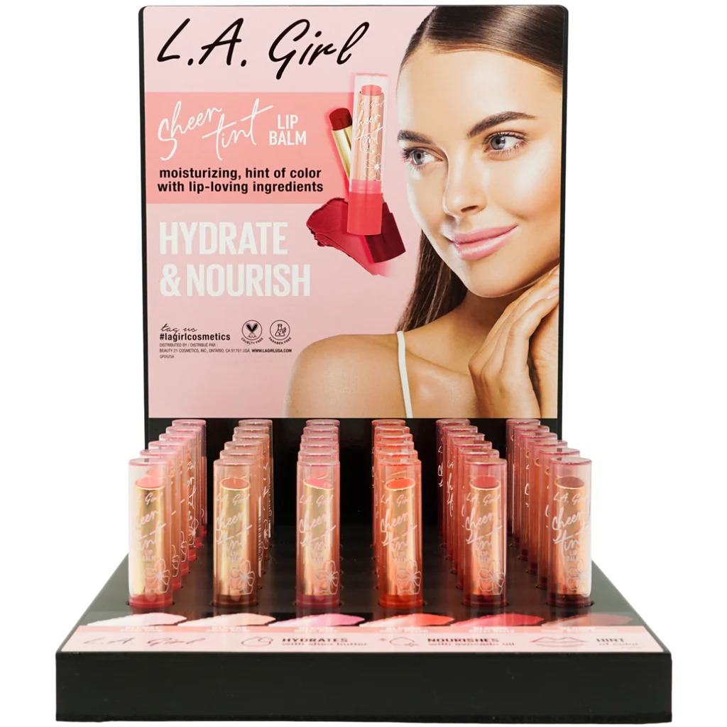 La Girl - Bálsamo labial - Tinte Transparente L.A. Girl -  Display 36 Unidades (GPD525)