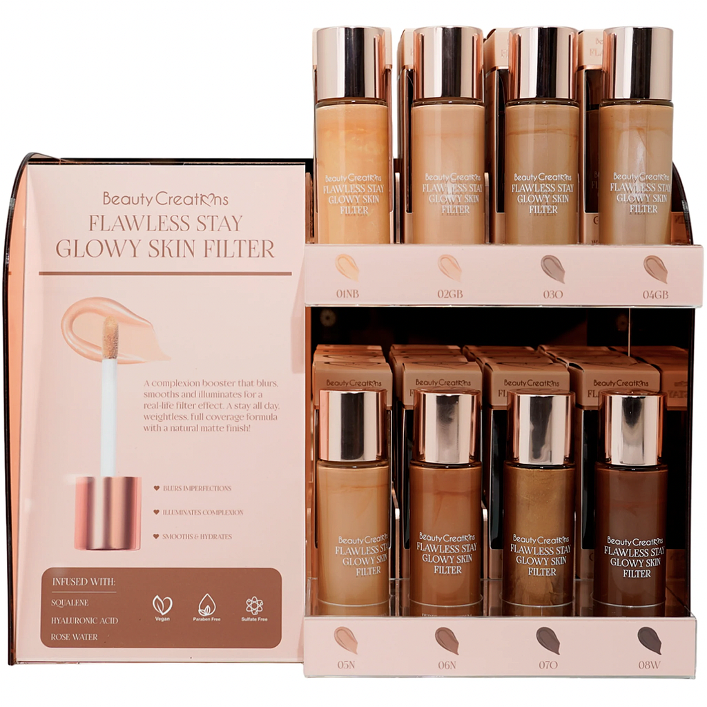Beauty Creations - Flawless Stay Glowy Skin Filter Display 32 Unidades + 8 Tester