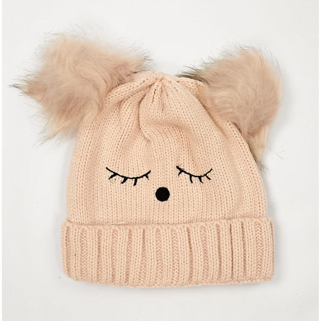 GORROS POMPOM OJOS CERRADOS ROSA