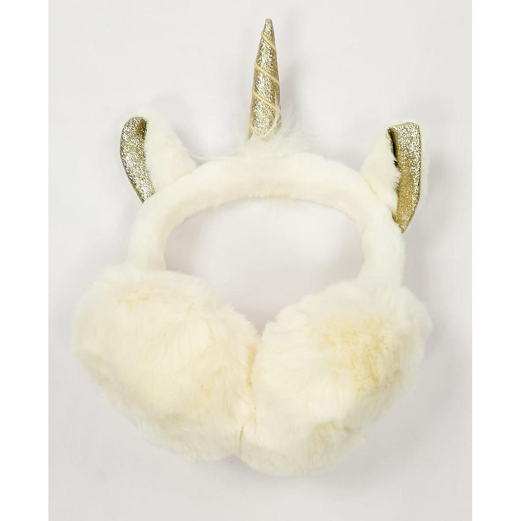 Orejeras Unicornio Cream White Dorado